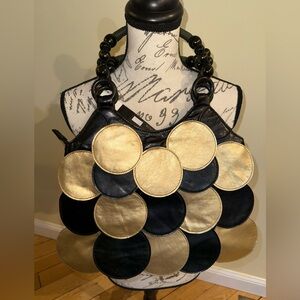 Elegant Black and Gold Women's Shoulder Bag